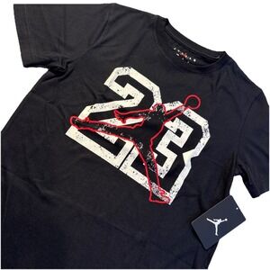 AIR‎ JORDAN Jump Man Graphic Print Short Sleeve T Shirt Boy's LARGE Black
